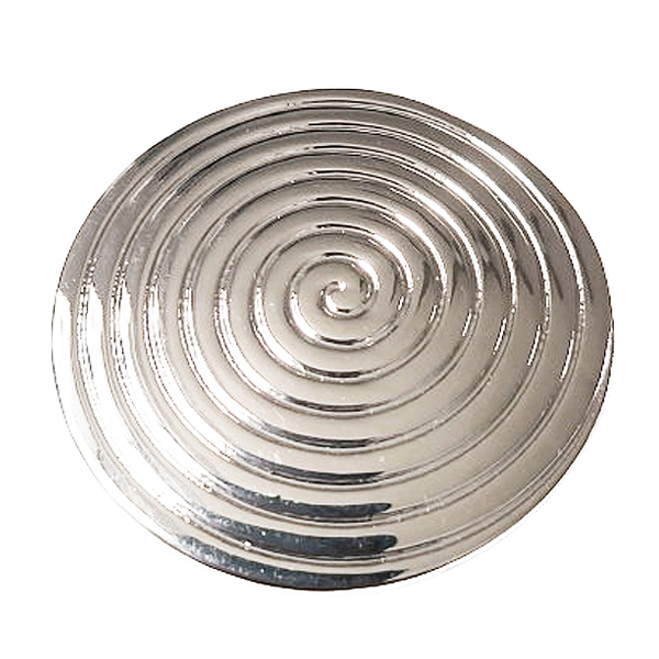 Mooie zilverkleurige magneetbroche met spiraalmotief