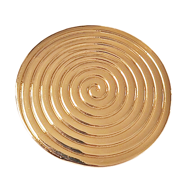 Mooie goudkleurige magneetbroche met spiraalmotief