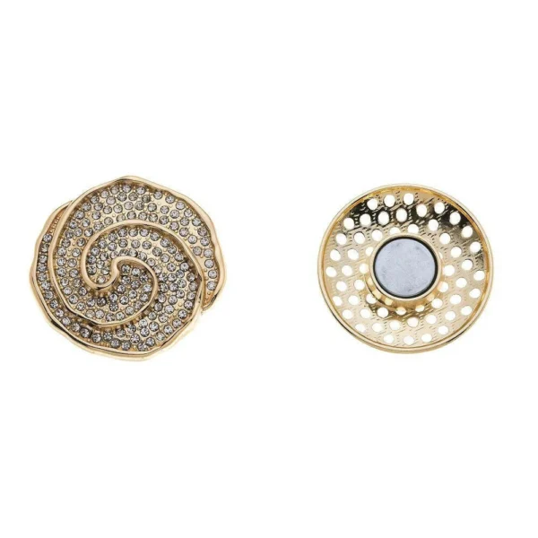 Magneetbroche bloem met stras goudkleur