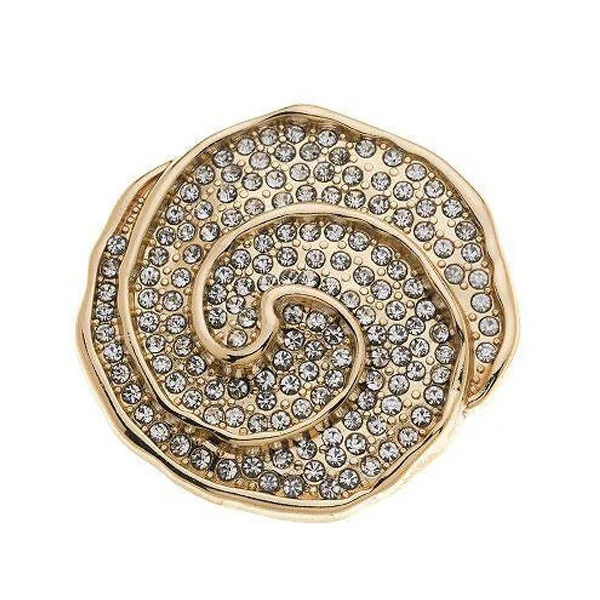 Magneetbroche bloem met stras goudkleur