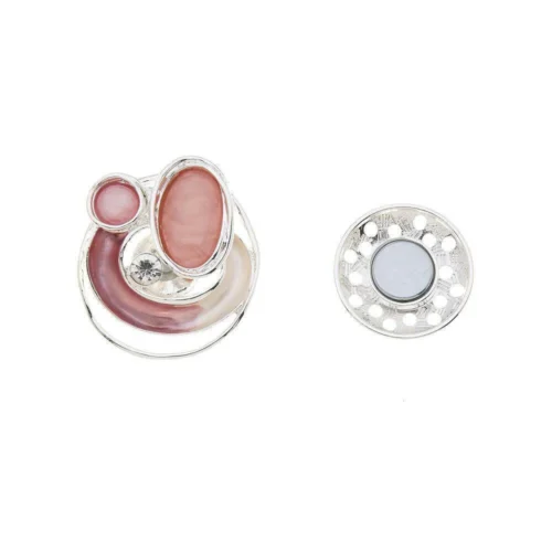 magneet broche roze met zilverkleur