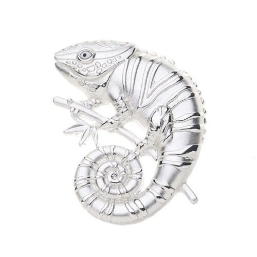 zilverkleurige kameleon magneetbroche