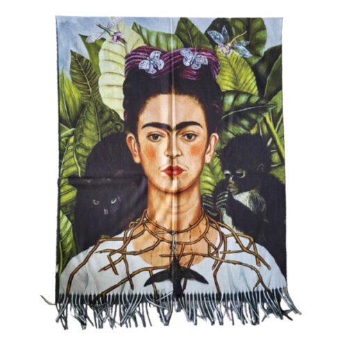 frida kahlo sjaal pes en aap Frida Kahlo sjaal van wol met viscose