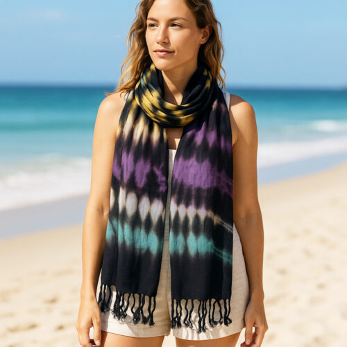 Prachtige multicolor handgeverfde tie dye sjaal