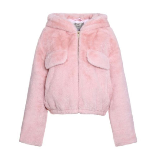 faux fur jas roze Leuke roze faux fur jas met capuchon. kort model