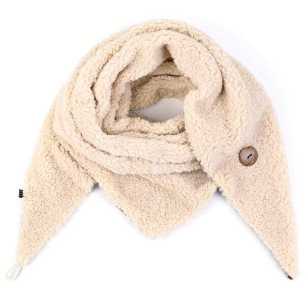 omslagdoek teddy-panter beige Dubbelzijdige omslagdoek met aan de ene kant teddy stof en de andere kant panterstof
