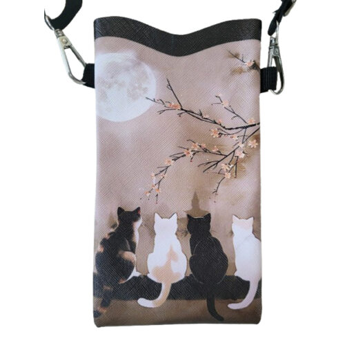 telefoontasje 4 katten op tak Telefoontasje met 4 poezen op een tak.