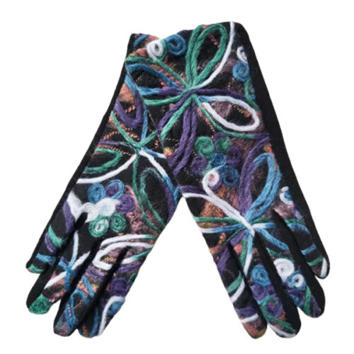 Handschoenen met viltpatroon blauw groen paars zalm Handschoenen met vilt patroon in verschillende kleuren