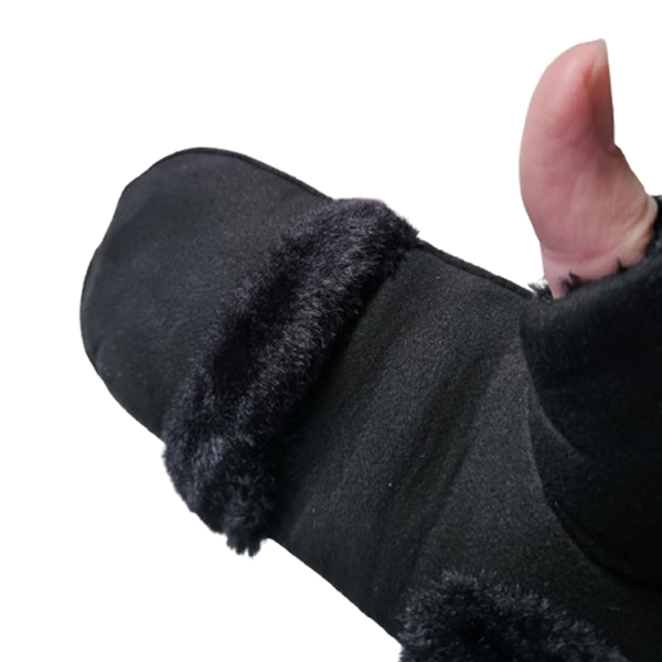 Zwarte vingerloze handschoenen met klepje voor over je vingers.