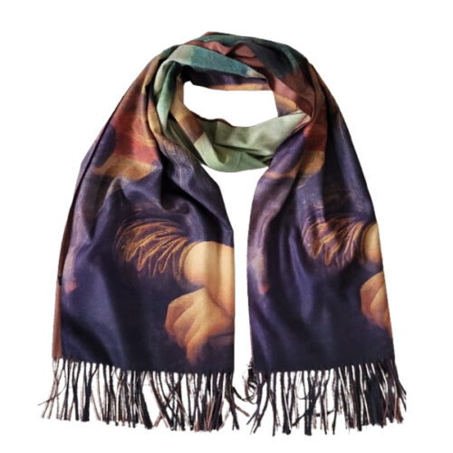 Mooie sjaal met een afbeelding van het schilderij De Mona Lisa