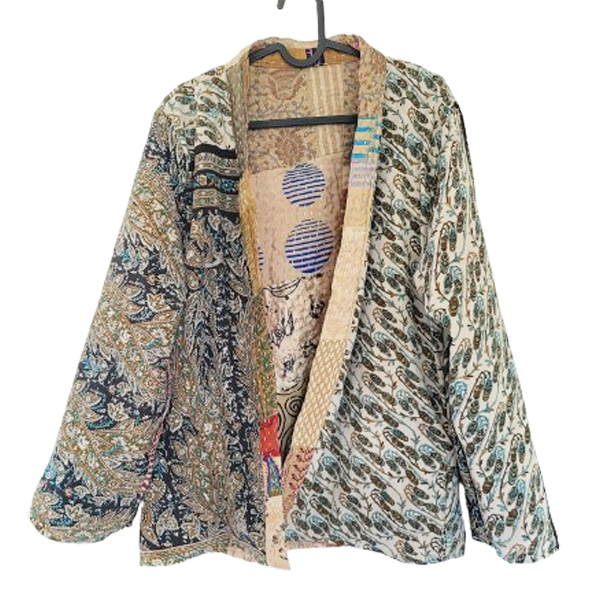 Zandkleurig patchwork kimonojasje