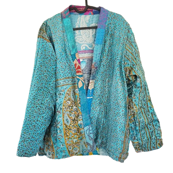 Turquoise patchwork kimonojasje