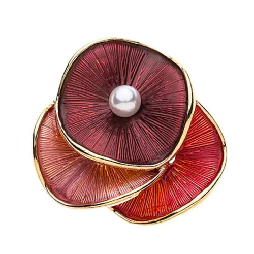Magneetbroche enya altrosa Mooie donkerrode magneetbroche met goudkleurige accenten
