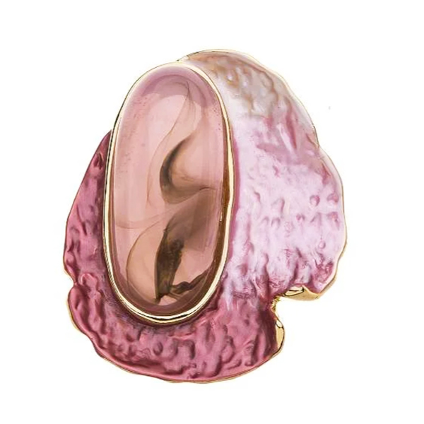 magneetbroche judith roze mooie roze magneetbroche met goudkleurige accenten en een grote steen.
