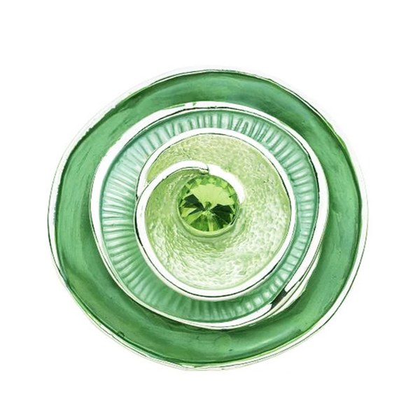Magneetbroche gustave groen Groene magneetbroche gustave met zilverkleurige accenten