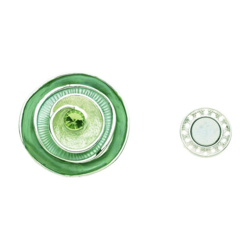 Groene magneetbroche gustave met zilverkleurige accenten