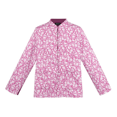 dubbelzijdig jasje roze met bloemprint Roze dubbelzijdig jasje met bloemenprint